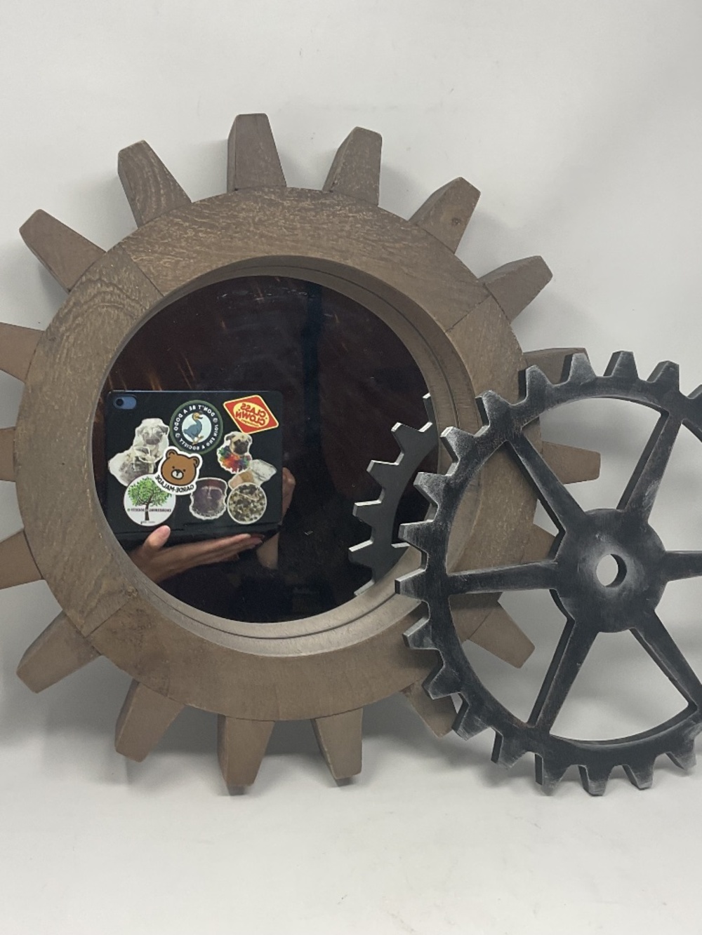 Mercana Sunrise Cog Wood Frame Mirror & Gear